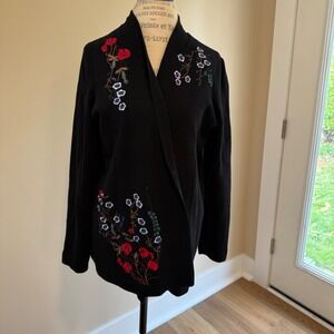 Charter Club Women's Black Embroidered Jacket Size 1x